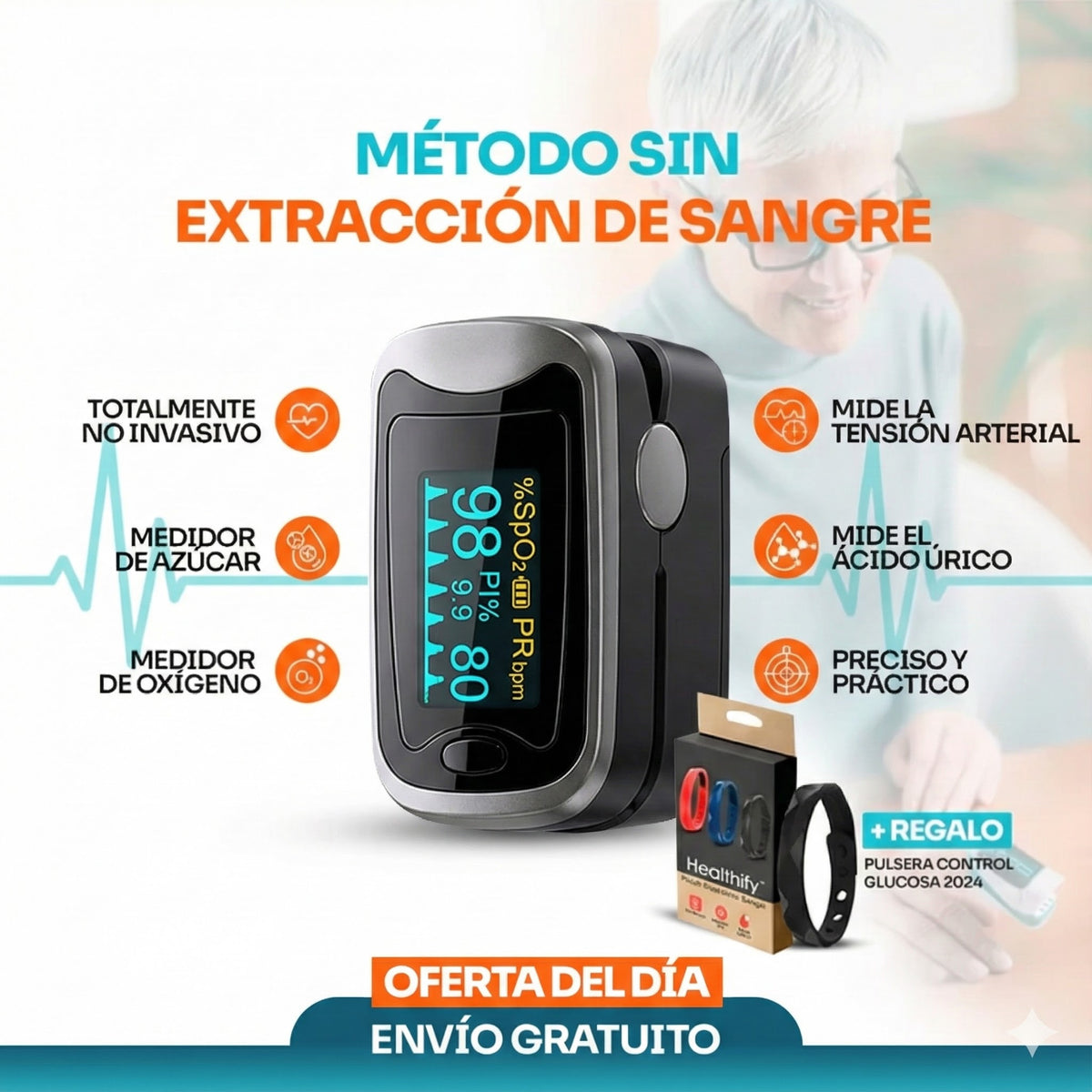 | GlucoCare™ | Monitor de Salud Portátil 3 en 1: Tranquilidad para Todos los Días